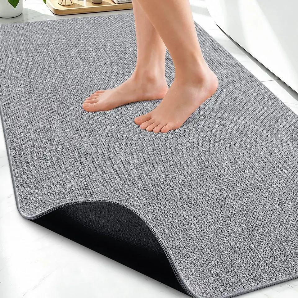 Smiry Ultra Thin Bath Mat 30X20, Non Slip Rubber Washable Bathroom Rugs