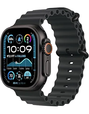 Apple Watch Ultra 2 (GPS + Cellular, 49MM) - Black Titanium Case with Black Ocean Band (Renewed)