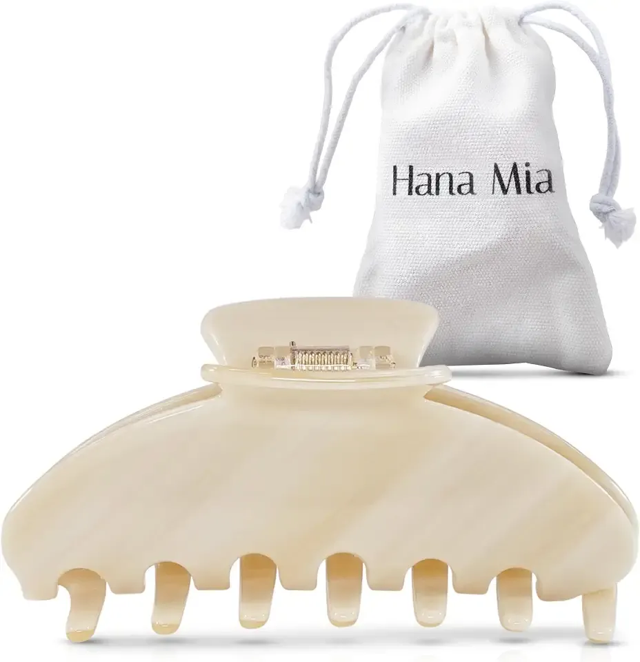 Hana Mia Large Creme Claw Clip, 4 Inch Acetate Hair Clip for Women