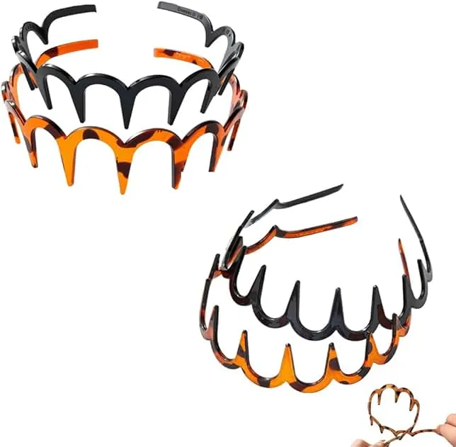 2026New 2PC U Shape Fashion Tooth Hair Comb Headband, High Cranium Head Bands for Women's Hair, Zig Zag Headbands for Women, Wavy Teeth Hairs Hoop for Women Girls Hairs Accessory Styling (Mix 4PCS, M)