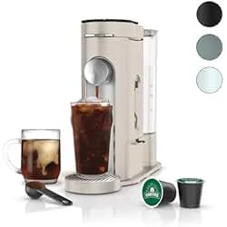 Ninja Pods & Grounds Single-Serve Coffee Maker, K-Cup Pod Compatible, Brews Grounds, Compact Design, 56-oz. Reservoir, 6-oz. Cup to 24-oz. Travel Mug Brew Sizes, Iced Coffee Maker, Stone, PB041ST