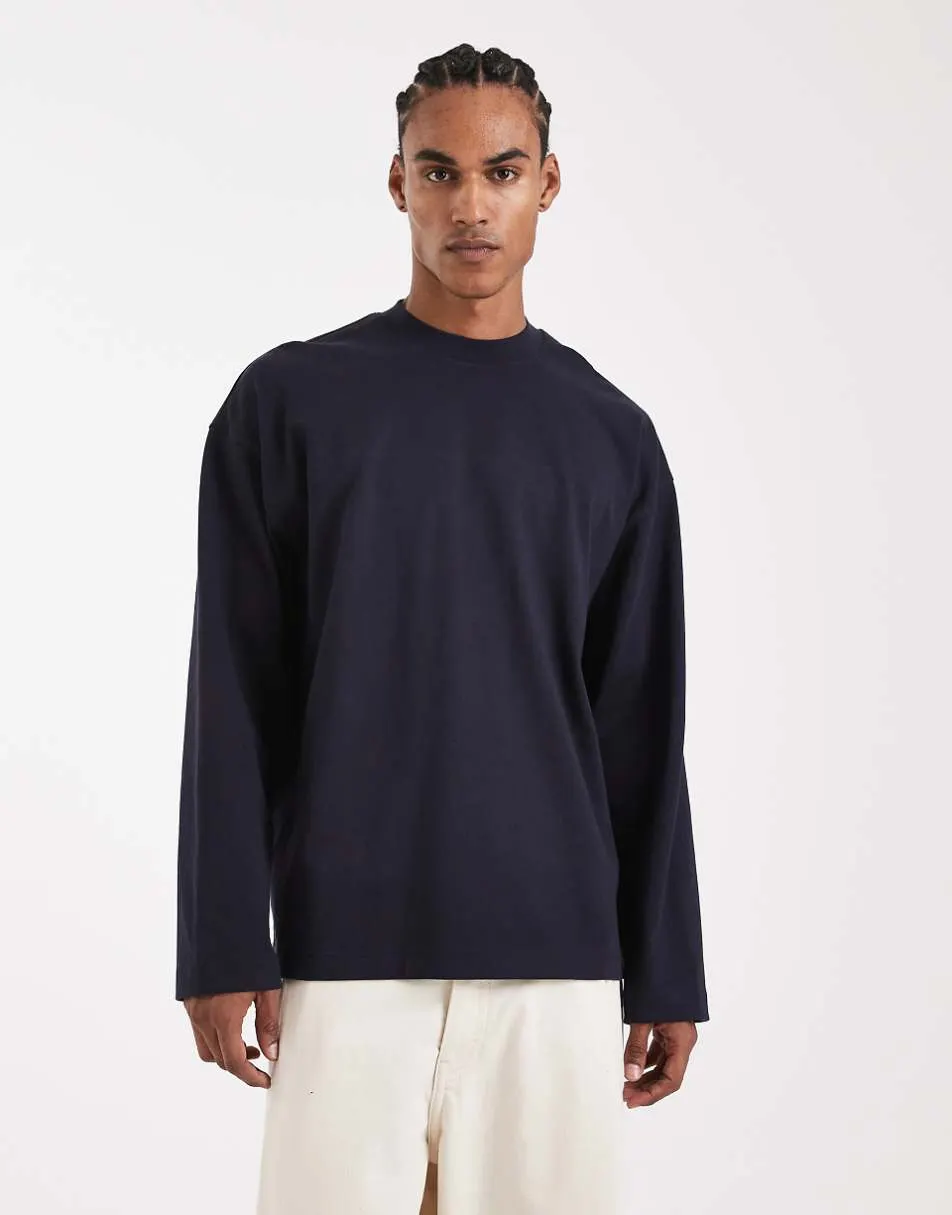 ASOS DESIGN Circular Design Collection super heavyweight oversized long sleeve t-shirt in navy