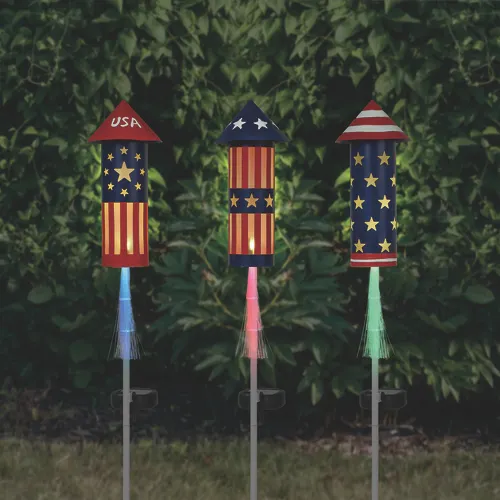 Patriot Lighting® Patriotic Solar Rocket Landscape Light Assorted Styles