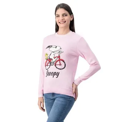 Suéter Woolworth Mujer Cuello Redondo Diseño De Snoopy Peanuts