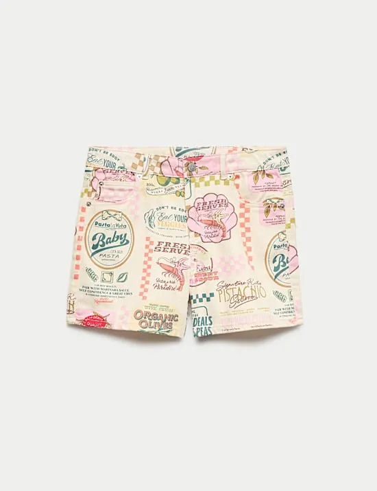 Gemusterte Denim-Bermudashorts (6–16 J.)