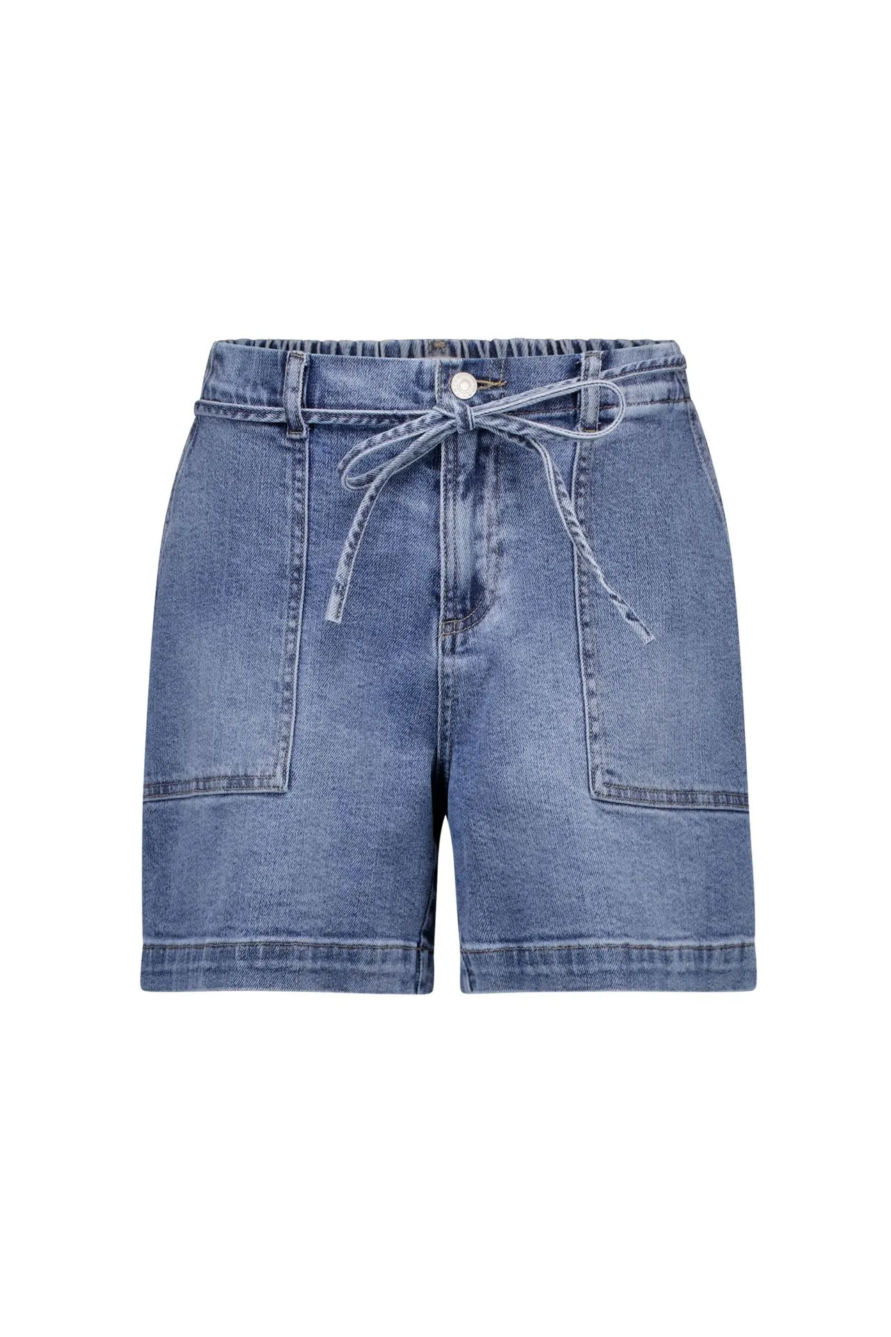 Korte blauwe spijkerbroek met ceintuur