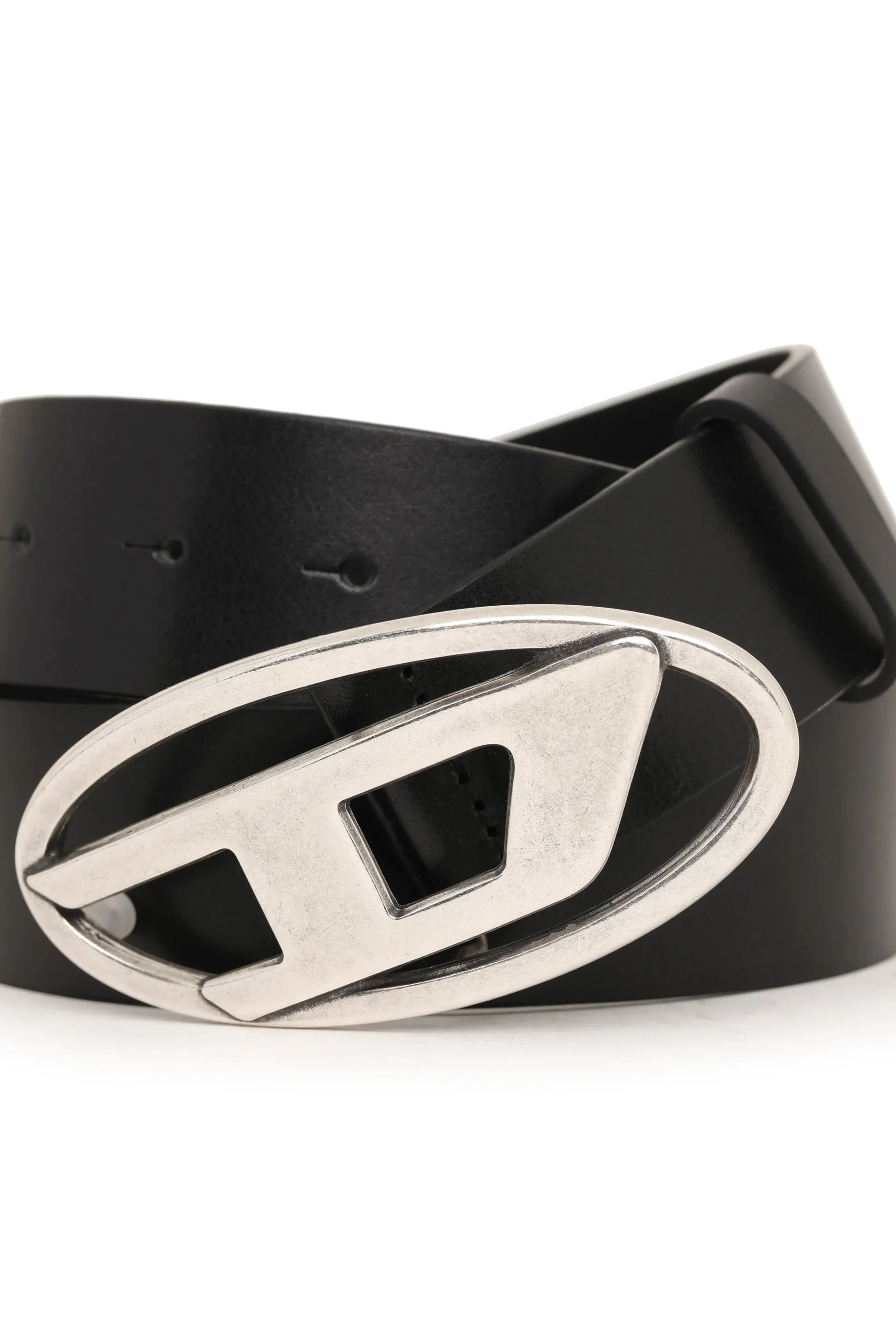 3.9cm leather belt with D buckle