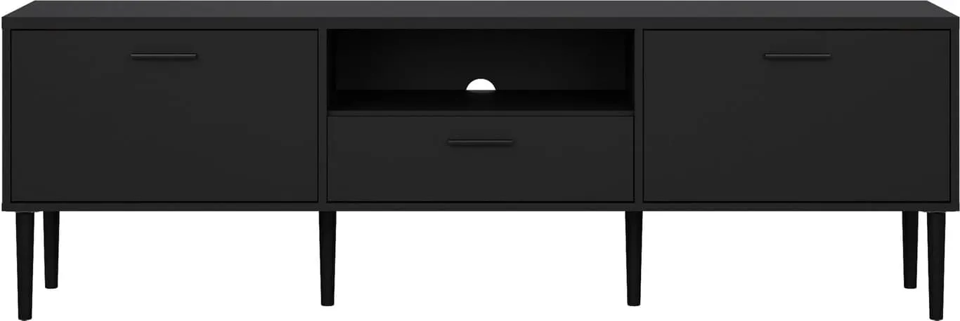 Billund TV-benk 177 x 40, H 57 cm, 1 åpen hylle, 1 skuff og 2 skapdører svart