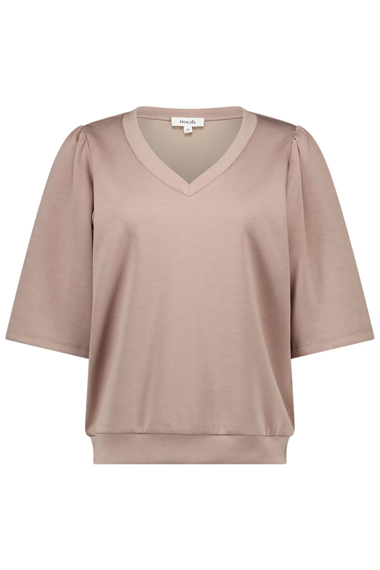 Taupe shirt met V-hals