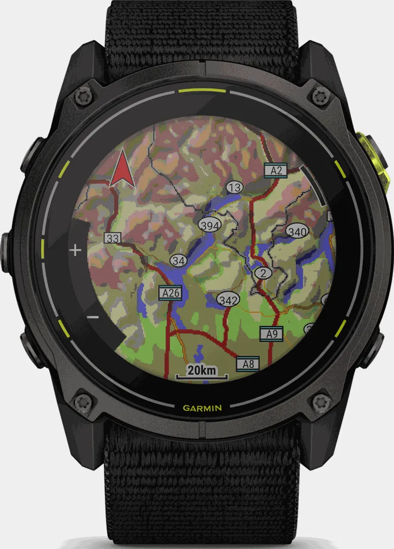 Enduro 3 – mm, Solar, Sapphire, Carbon Gray DLC Ti, ultrafit Nylon Strap, smartklokke - Grå