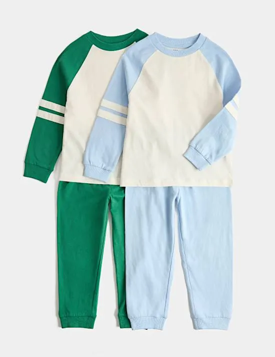 2er-Pack Schlafanzugset aus reiner Baumwolle mit Raglanärmeln für Kinder (1–8 Jahre)
