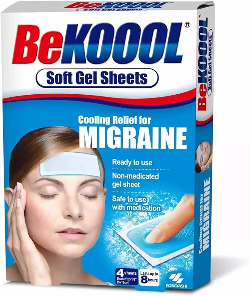 Be Koool Cooling Relief for Migraine, Soft Gel Sheets, 4 Sheets (Pack of 4)