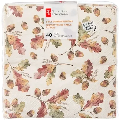 3 Ply Dinner Napkins 40 Pack - Acorn Leaves