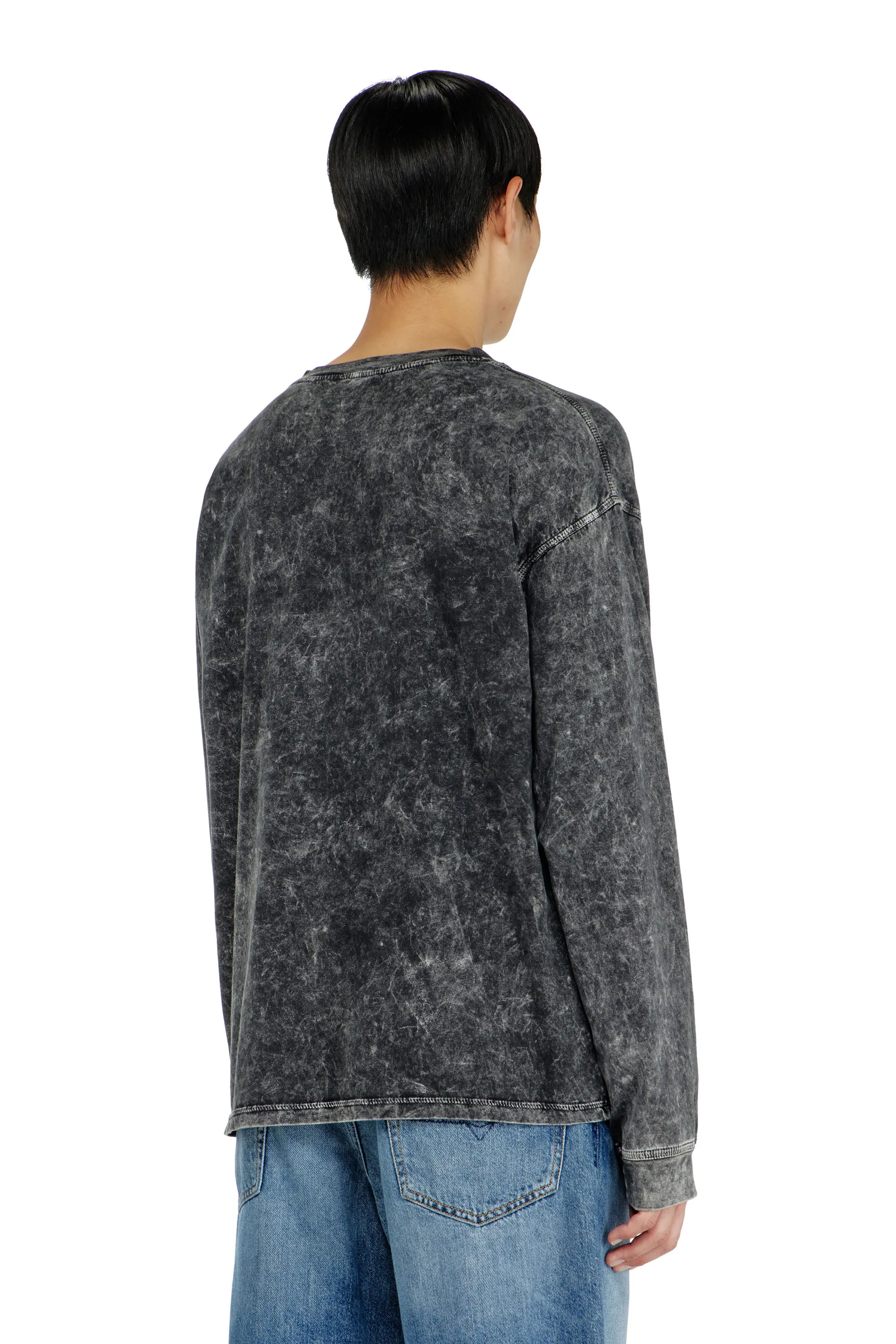 Long sleeve top with treated effect