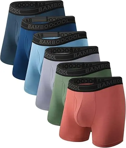 BAMBOO COOL Breathable Men's Underwear Modern Multipack Comfortsoft Moisture-Wicking Boxer Briefs 6 Pack BAMBOO COOL Breathable Men's Underwear Modern Mu…