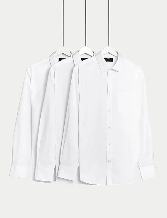 3 Pack Regular Fit Easy Iron Long Sleeve Shirts