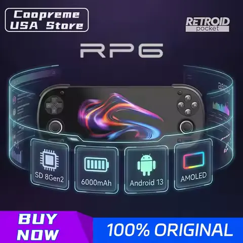 Retroid Pocket 6 RP6 Android Handheld Game Console 5.5 Inch 1080P 120Hz AMOLED Screen 6000mAh 8GEN2 with Hall-Effect Trigger G