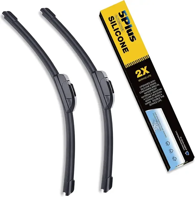 5 PLUS Premium Silicone Windshield Wipers Blades 22" and 22" Fit J-Hook Arm | Silicone 22"+22" Wiper Blades 2 Pack,All Weather Performance,Waterproof Rain,Streak-Free,Long Lasting Harsh Weather Design