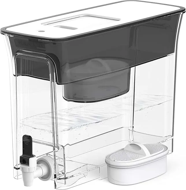 Waterdrop WFD-40L Water Filter Dispenser, 35-Cup Slim Water Filter Pitcher, Large Capacity, 200-Gallon Long-Life, Reduces Chlorine, PFOA/PFOS and More, BPA Free, Black