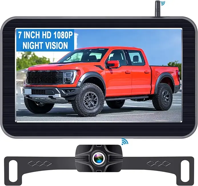 15-Min Easy Install Wireless Backup Camera for Truck: 7 inch HD 1080P Large Screen 0.01 Lux Starlight Clear Night Vision Rear View Camera for Pickup SUV Car Parking Safety Assistance