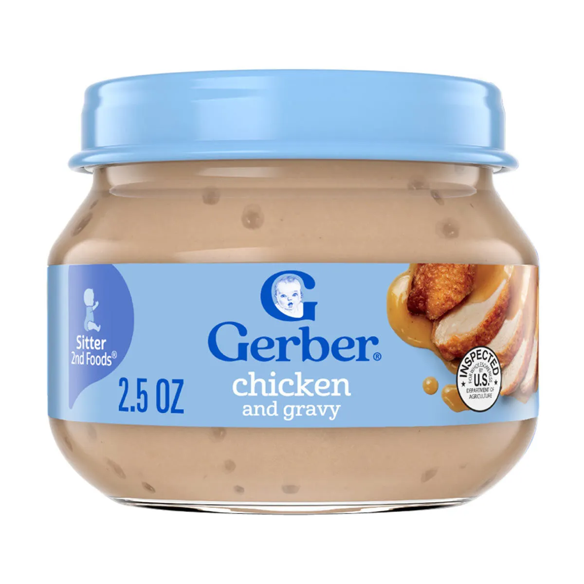 Gerber Stage 2, Chicken and Gravy Jar, Baby Food, Mealtime Poultry Puree