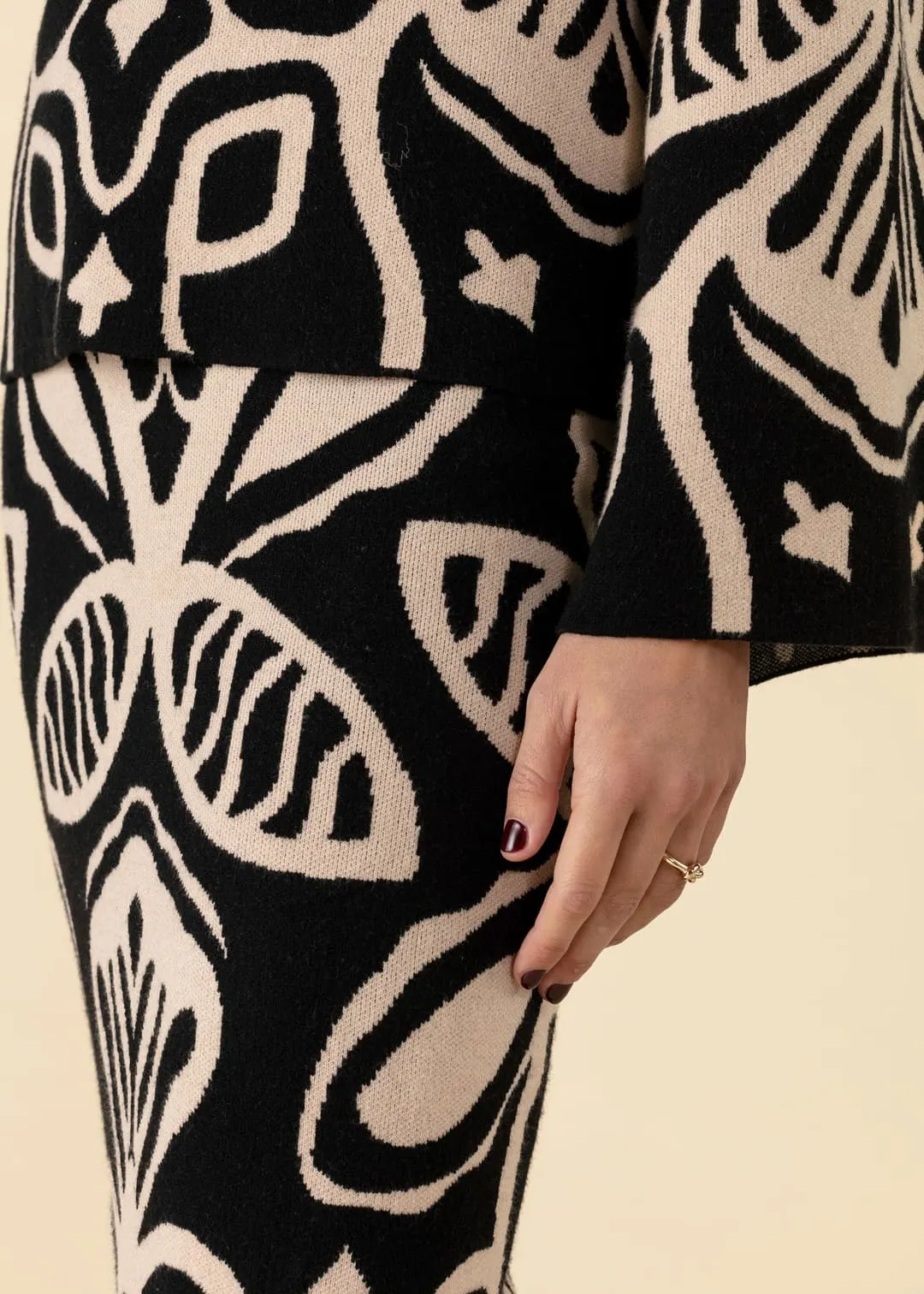 Jacquardstickad lång kjol