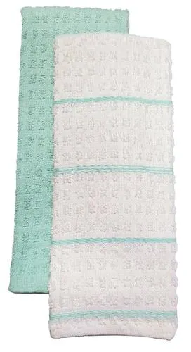 Striped Terry Kitchen Towels - Teal