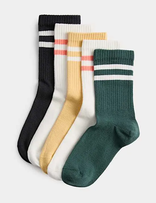 5er-Pack gerippte Sportsocken mit Streifenmuster (23–40,5)
