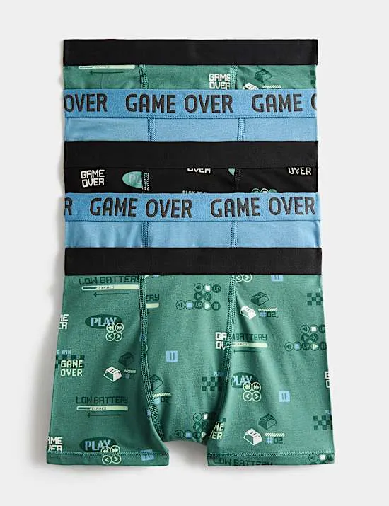 5er-Pack Shorts mit hohem Baumwollanteil und Gaming-Motiv (5–16 J.)