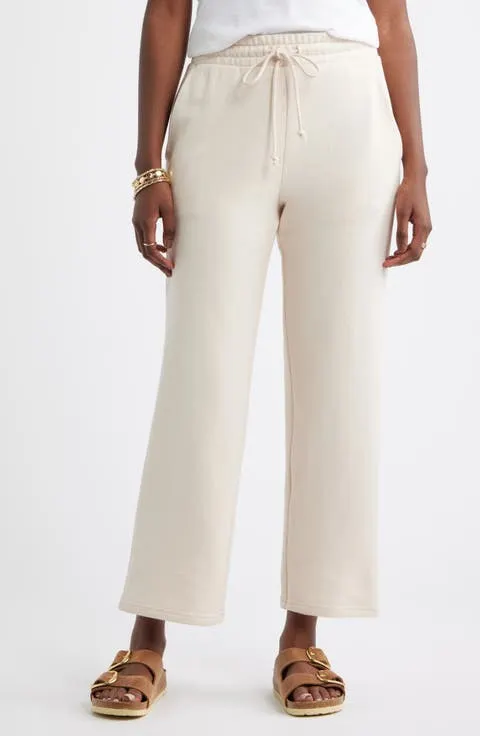 Cotton Blend French Terry Drawstring Pants