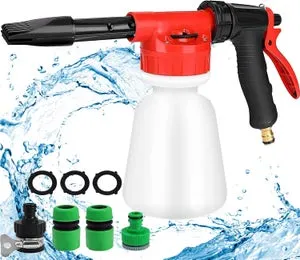 Spruzzatore per Schiuma da litro Pistola a Spruzzo Regolabile per Dispenser di Sapone Collegato al Tubo da Giardino Universale Aggiungi accessori