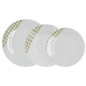 Vajilla Porcelana 18 Piezas - 6 Personas Quid Kansas - Verde Apto Microondas