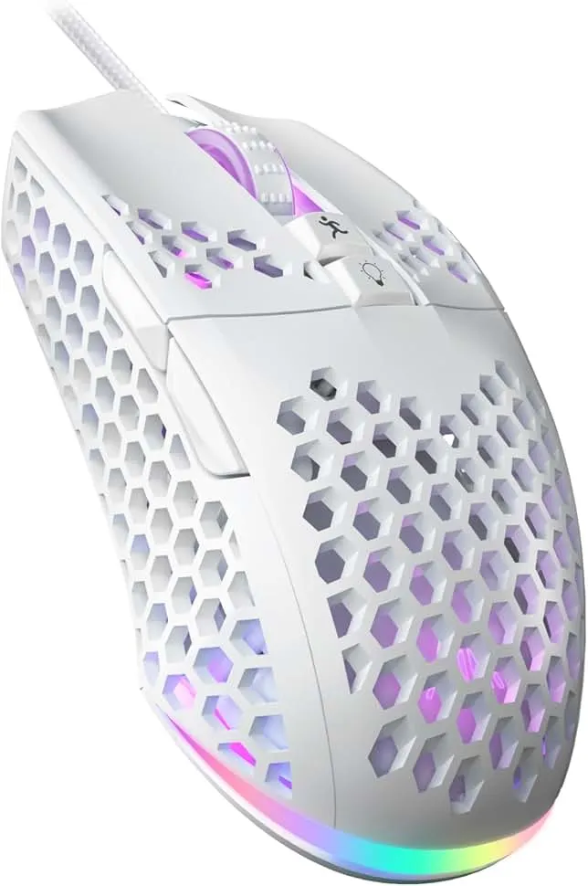 SOLAKAKA SM900 Gaming Mouse Wired with RGB,Adjustable 12800 DPI Wired Gaming Mouse with Side Buttons,Computer Mouse for Laptop/PC,White