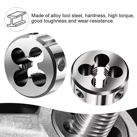 XCAN Thread Die Right Hand Metric Round Die Alloy Steel Threading Die Metal Cutting Tools M1 M2 M3 M4 M5 M6 M8 M10 M12 M14