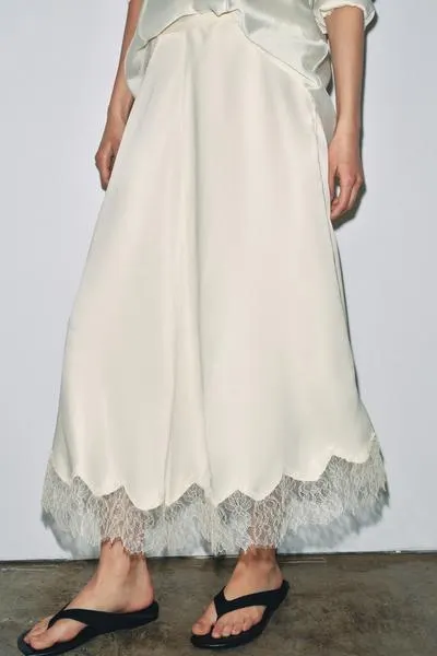 ZW COLLECTION SATIN LACE SKIRT