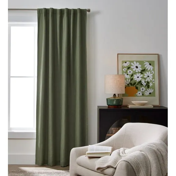Best seller Better Homes & Gardens 100% Blackout Linen Blend Rod Pocket Single Curtain Panel, 50 in x 84 in, Dark Cilantro $27.96