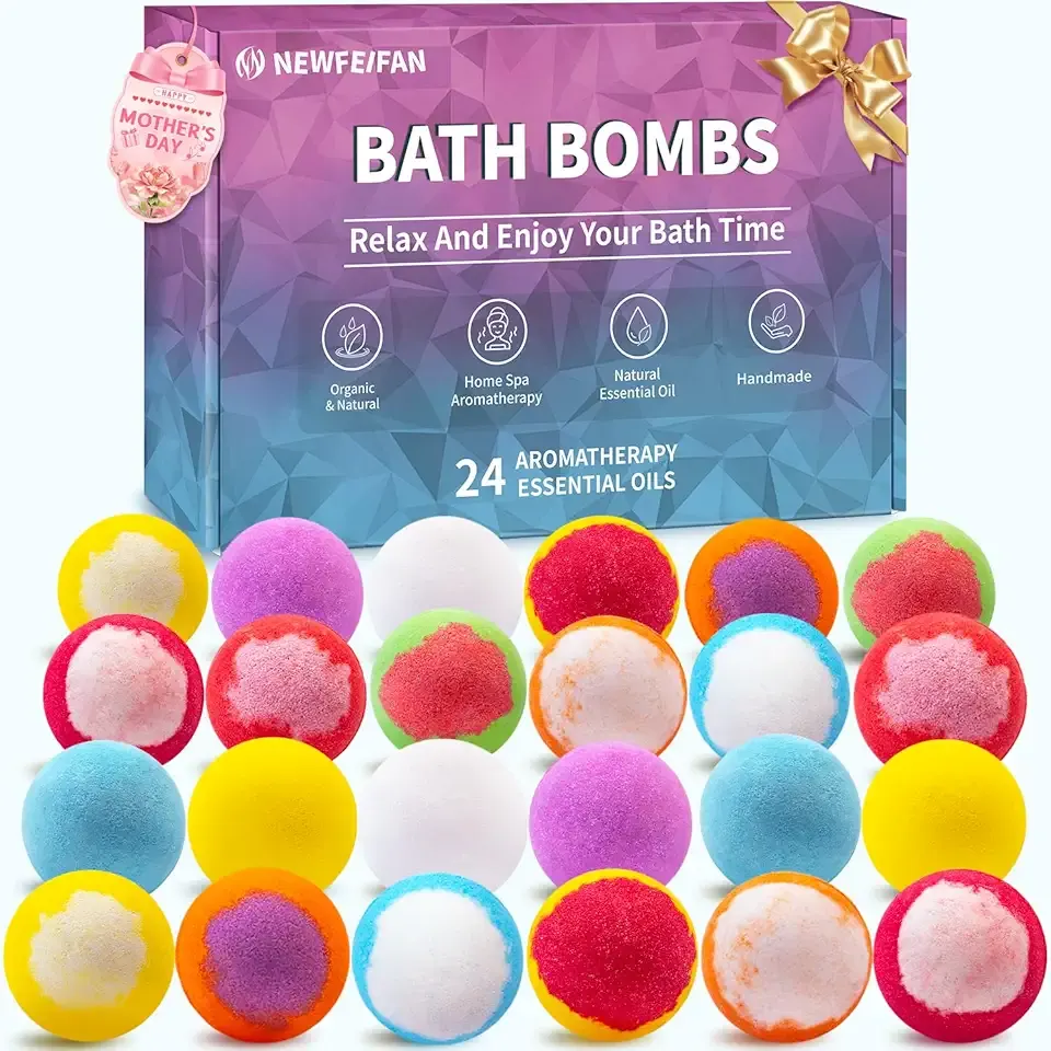 Bath Bombs for Women & Men, CNA Week Gifts Bulk 2026, 24-Pack Handmade Natural & Organic Essential Oil Bath Bomb, Spa Relaxing Teacher Appreciation Gifts for Wife Girlfriend