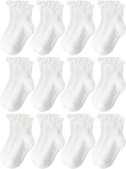 Aroveea Baby Toddler Girls Socks Grip Ruffle Non Slip Gi…