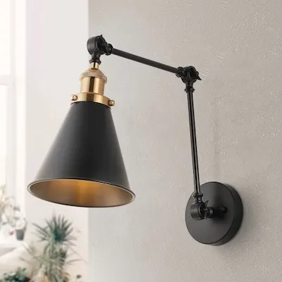 Rover Metal Adjustable Arm Industrial 30.5-in W 1 -Light Matte Black Transitional Wall Sconce