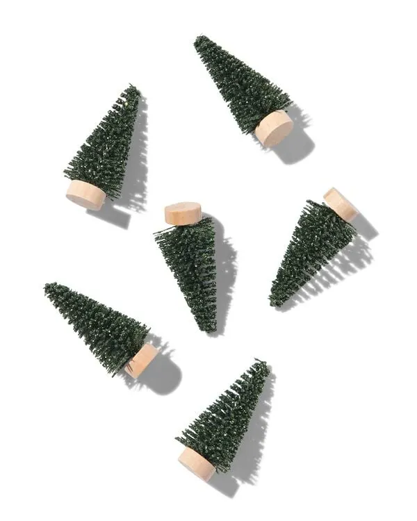 tafeldecoratie bomen 5cm kunststof groen - 6 stuks