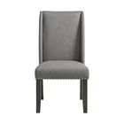 Upholstered Dining Side Chair with Nailheads - Pair in Charcoal