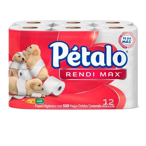 Papel Higiénico Petalo Rendimax 12 Rollos de 320 Hojas