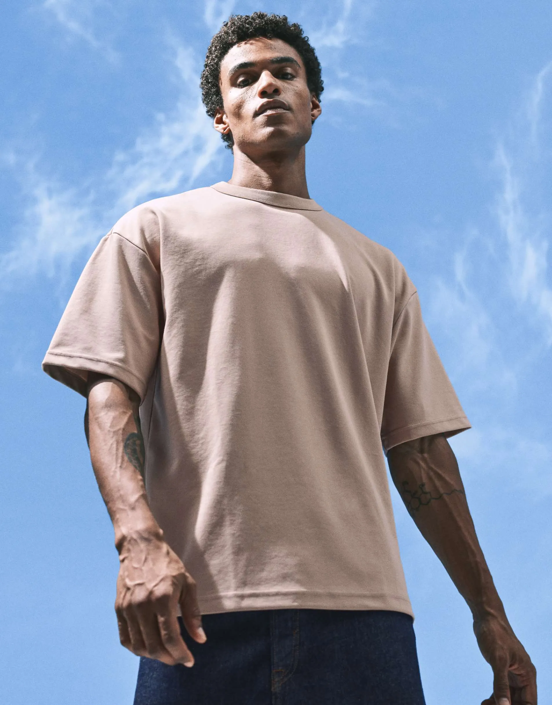 ASOS DESIGN breatheMAX™ heavyweight oversized t-shirt in stone cotton blend