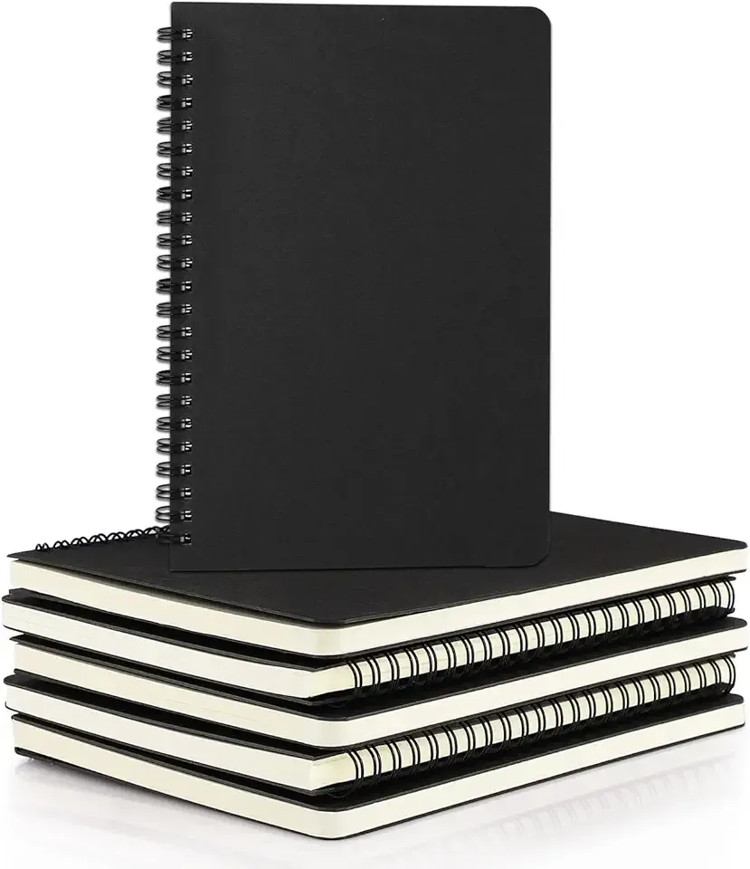 EUSOAR A5 Spiral Notebook, 6 Pack 5.5" x 8.3" 120 Pages Hardcover Lined Travel Writing College Ruled Notebooks, Memo Notepad Sketchbook, Students Office Business Subject Diary Ruled Book Journal