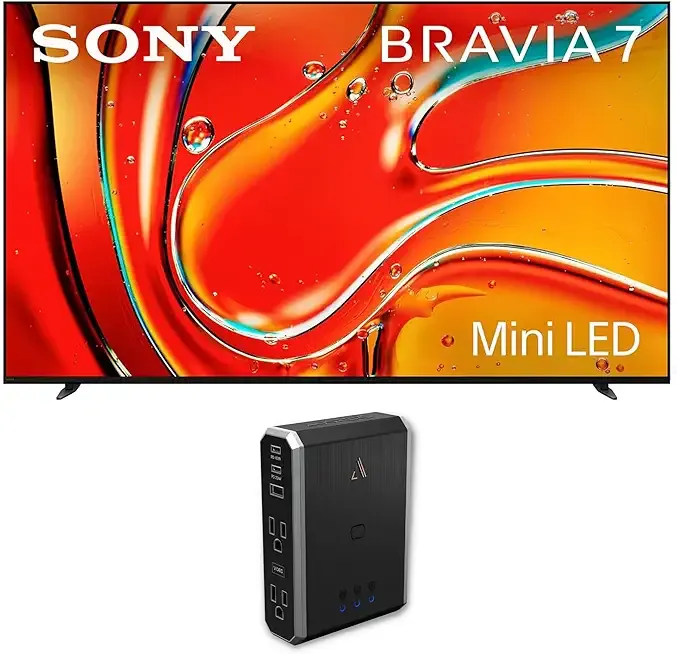 K75XR70 75 Inch 4K Bravia LCD Mini LED Full Array HDR Google TV with an Austere 7S-PS4-US1 4-Outlet Power with Omniport USB (2024)
