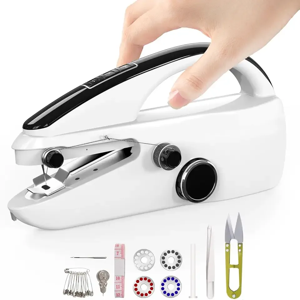 Handheld Sewing Machine,Two dear,Mini sewing machine,Easy to Use and Fast Stitch Suitable for Clothes,Fabrics, DIY Home Travel Electric Handheld Sewing Machine.Black