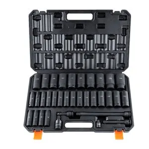 Set bussole a impatto 1/2" 34 pezzi metrico 8-36 mm, acciaio Cr-MO 6 punti, valigetta rigida portatile professionale per auto e officina