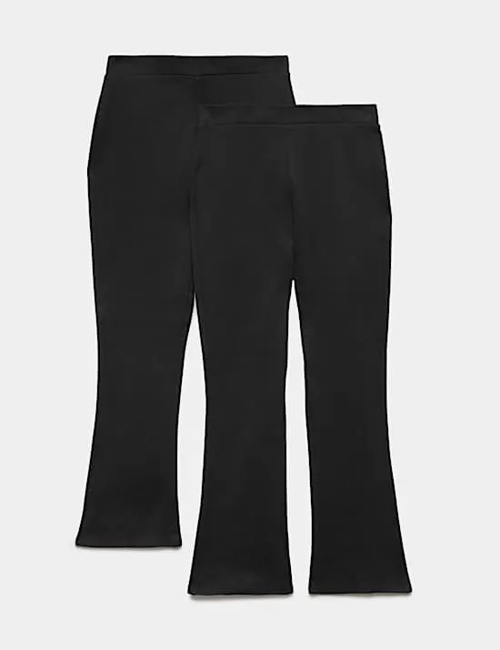 2 Pack Girls' Knitted Bootcut Trousers (9-18 Yrs)