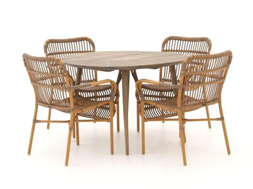 Intenso Parma/ROUGH-K ø 115cm dining tuinset 5-delig stapelbaar