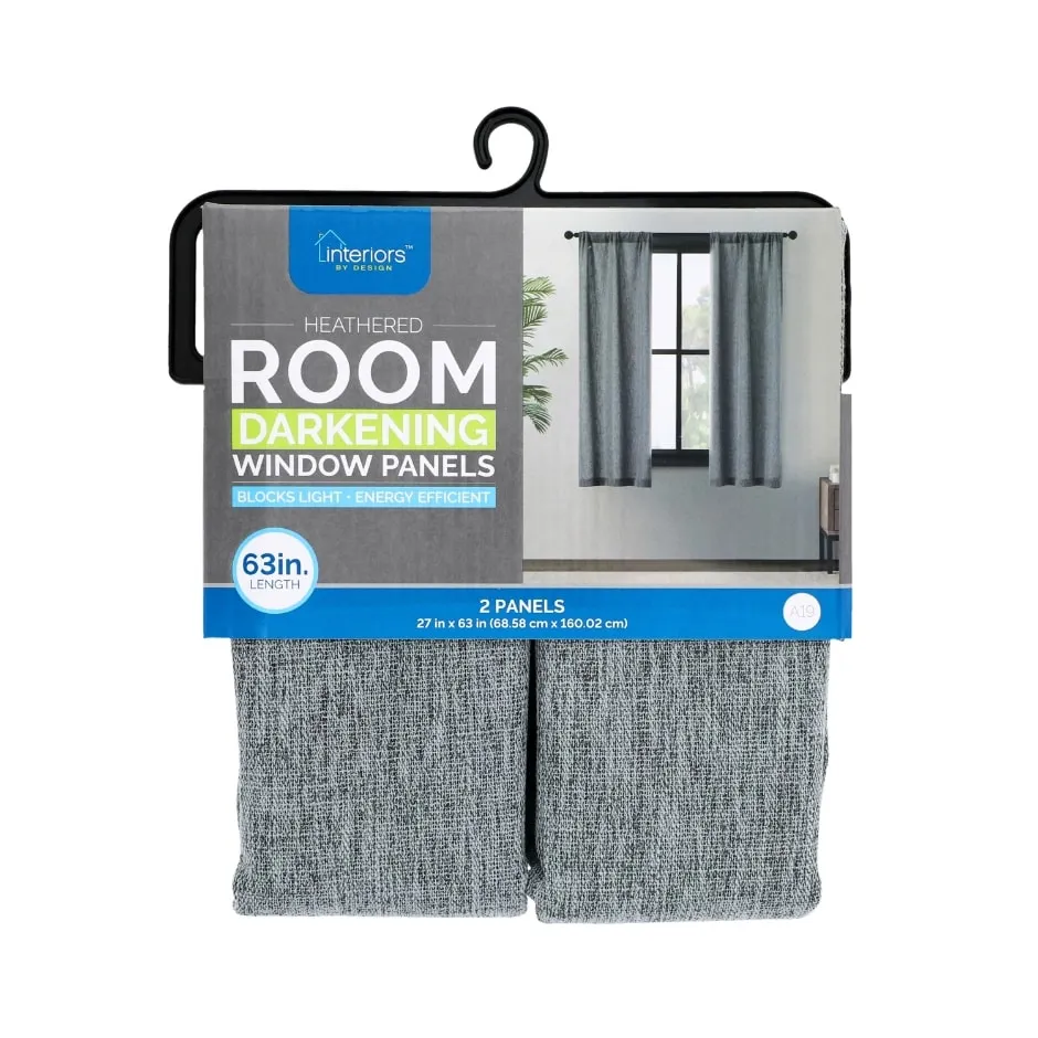Interiors by Design Room Darkening Window Panels - Heather Linen Grey, 27x63 in., 2-ct. Pack